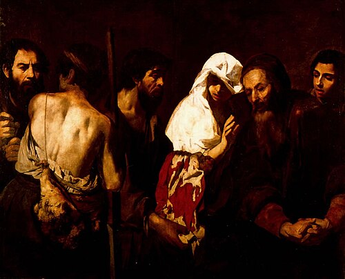 Jacob contemplates the bloodied clothes of his son Joseph, 1650, Aniello Falcone