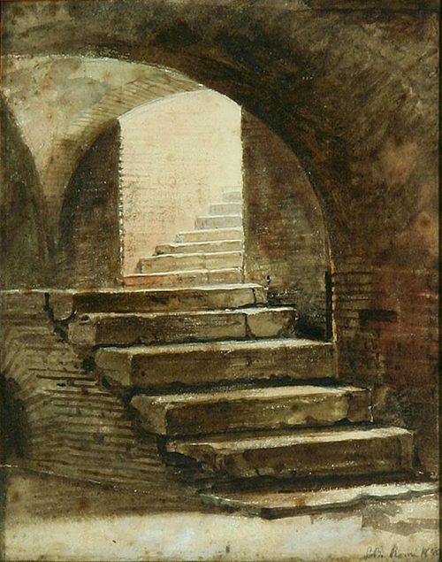 A staircase in Rome., 1859, Carl Heinrich Bloch