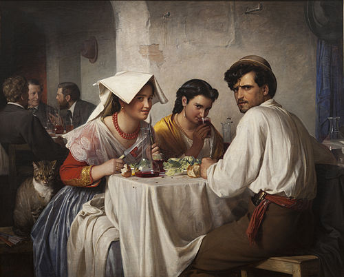Dans une osteria romaine, 1866, Carl Heinrich Bloch