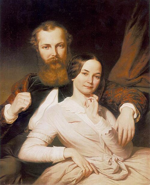 The Composer Mihály Mosonyi and His Wife, 1840, Henrik Weber