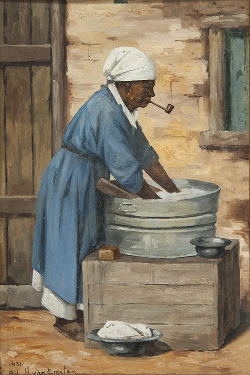 Negra com Cachimbo, Turbante Branco Lavando Roupa, 1931, Adrien Henri Vital van Emelen
