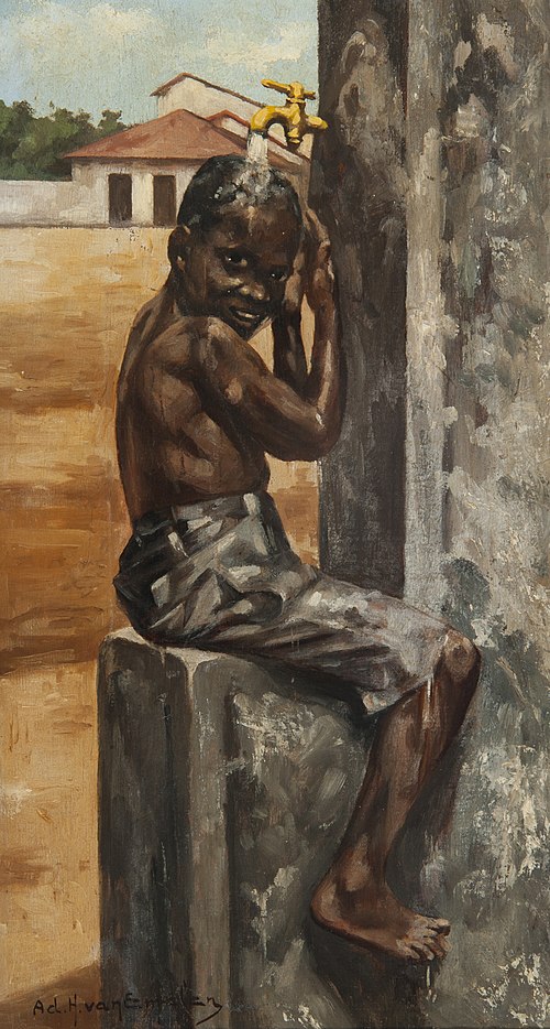 Negrinho sob uma torneira, 1901, Adrien Henri Vital van Emelen