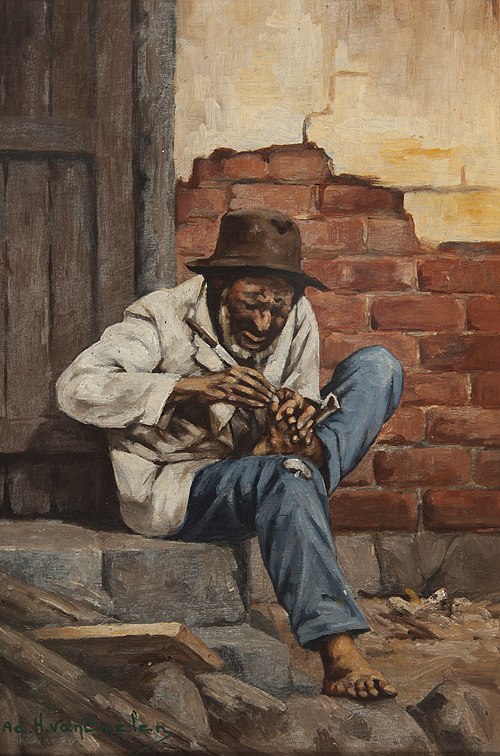 Negro Mexendo no Pé com Faca, 1901, Adrien Henri Vital van Emelen