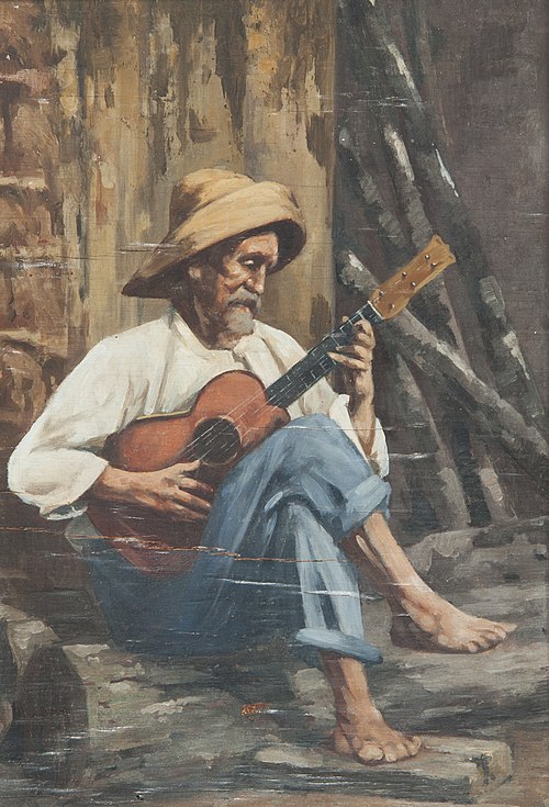 Negro com Chapéu Tocando Violão, 1901, Adrien Henri Vital van Emelen