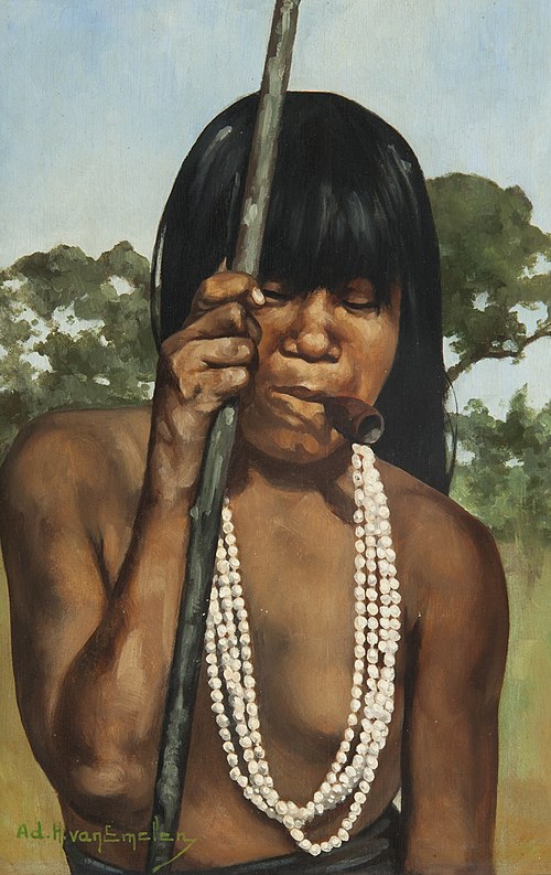 Moça Carajá Fumando, 1901, Adrien Henri Vital van Emelen