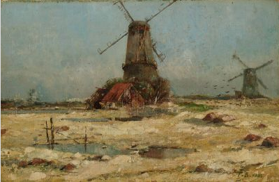 Molens in Holland, 1885, Tina Blau