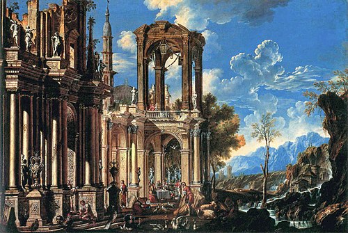 Paesaggio con Lazzaro e il ricco Epulone, 1715, Francesco Aviani