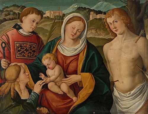 The Engagement of St. Catherine of Alexandria, 1550, Francesco Rizzi da Santacroce
