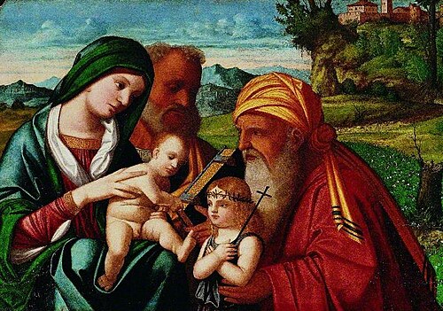 The Holy Family with Saint Simeon and Saint John the Baptist, 1508, Francesco Rizzi da Santacroce