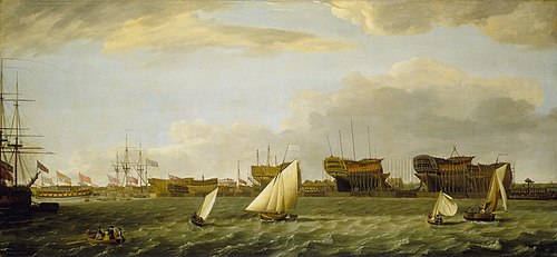 Blackwall Yard from the Thames, 1784, Francis Holman