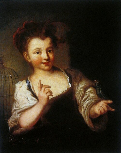 Une jeune fille avec un perroquet., , Jean-Baptiste Santerre