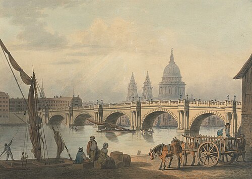Blackfriars Bridge and St. Paul's, 1790, Francis Nicholson