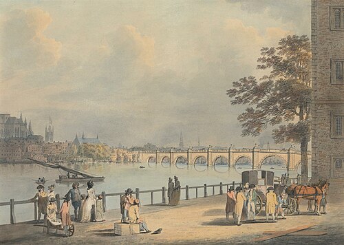 Westminster from the South Bank, 1790, Francis Nicholson