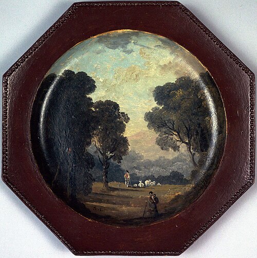 Paysage peint sur une assiette, 1794, Hubert Robert