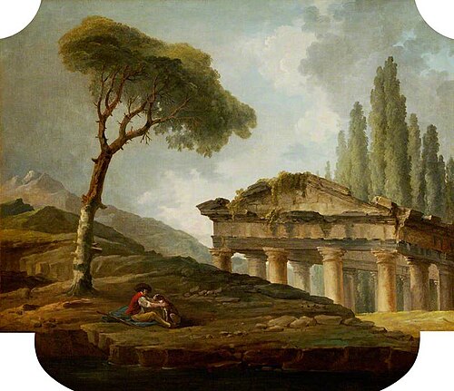Classical Landscape with a Man and Dog, 1795, Hubert Robert