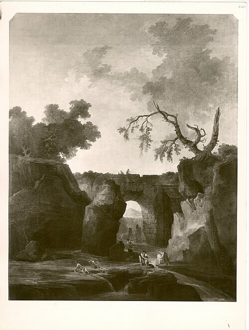 Übergang mit Wasserfall, 1758, Hubert Robert