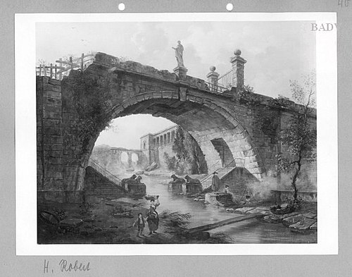 Antiker Brückenbogen mit Staffage, 1758, Hubert Robert