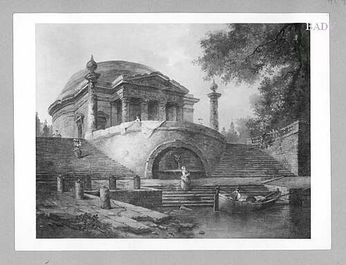 Treppenläufe mit Tempel und Wasser, 1758, Hubert Robert