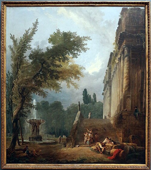 Fontaine et colonnade dans un parc, 1775, Hubert Robert