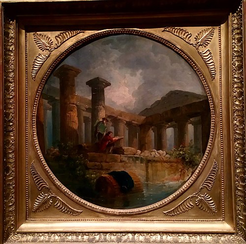Dessinateur dans les ruines d'un temple à Paestum, 1760, Hubert Robert