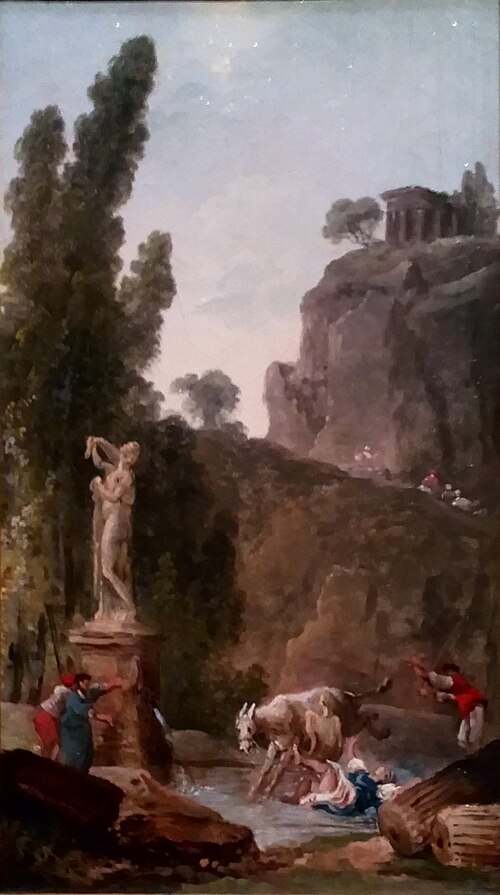 Paysage avec femme renversée par sa monture, 1790, Hubert Robert