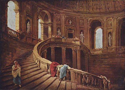 Staircase in the Villa Farnese at Caprarola, 1764, Hubert Robert