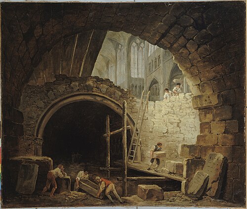 Looting of Royal Tombs in Saint-Denis Basilica, October 1793, 1793, Hubert Robert