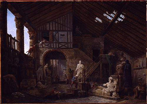 Le Studio d'un restaurateur d'antiquités à Rome, 1783, Hubert Robert