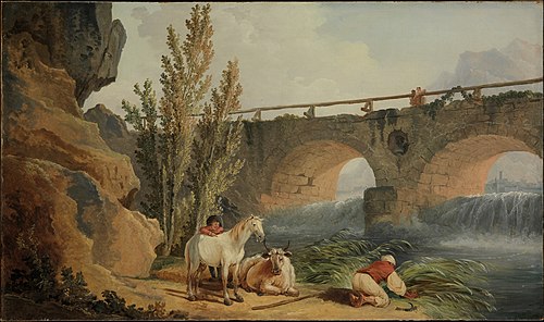 Bridge over a Cascade, 1750, Hubert Robert