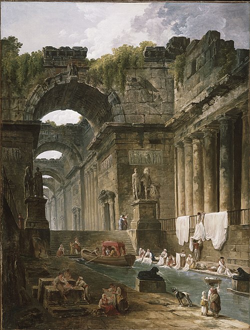 Ruins of a Roman Bath with Washerwomen, 1766, Hubert Robert