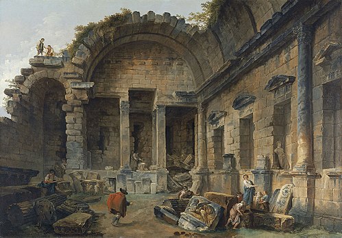 Intérieur du Temple de Diane à Nîmes, 1783, Hubert Robert