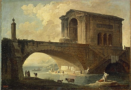 Landscape with a Stone Bridge, 1780, Hubert Robert