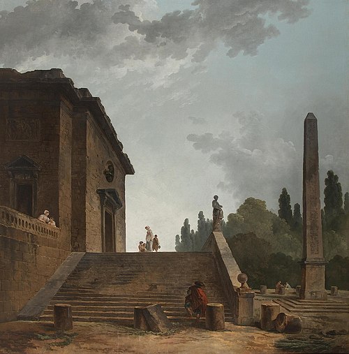 Landscape with a Stairs and Obelisk, 1770, Hubert Robert