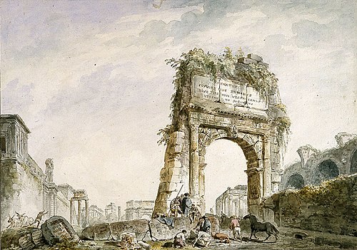 Arch of Titus in Rome, 1760, Hubert Robert