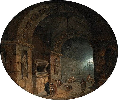 Figures in a Crypt, 1750, Hubert Robert