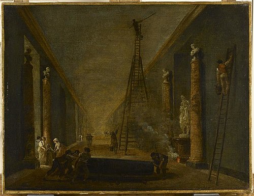 The Grande Galerie of the Louvre Undergoing Renovation Works, circa 1798-99, 1799, Hubert Robert