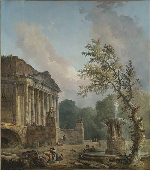 Landschaft mit römischer Tempelruine, 1773, Hubert Robert