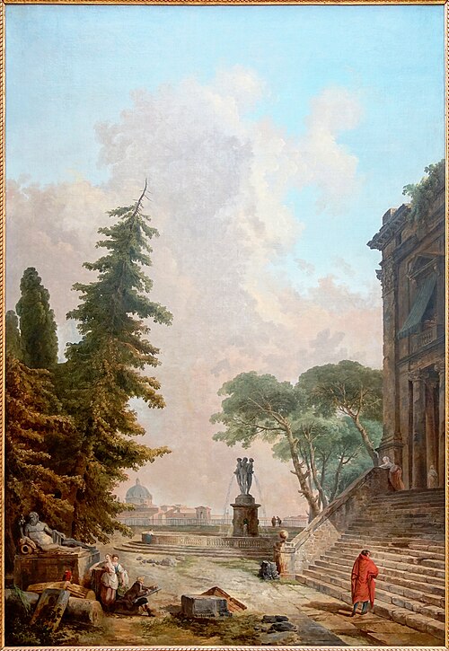 Terrasse d'un palais à Rome, 1775, Hubert Robert