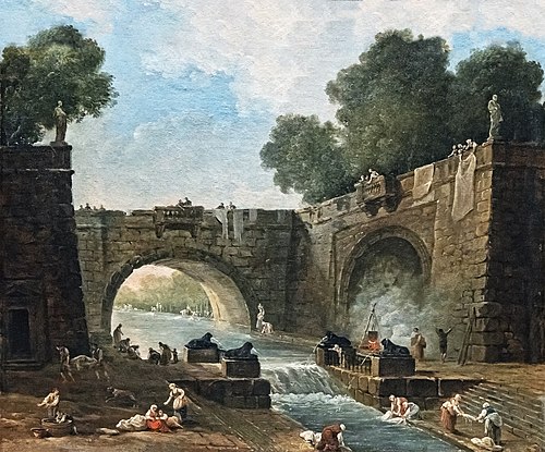 Paysage au pont, , Hubert Robert