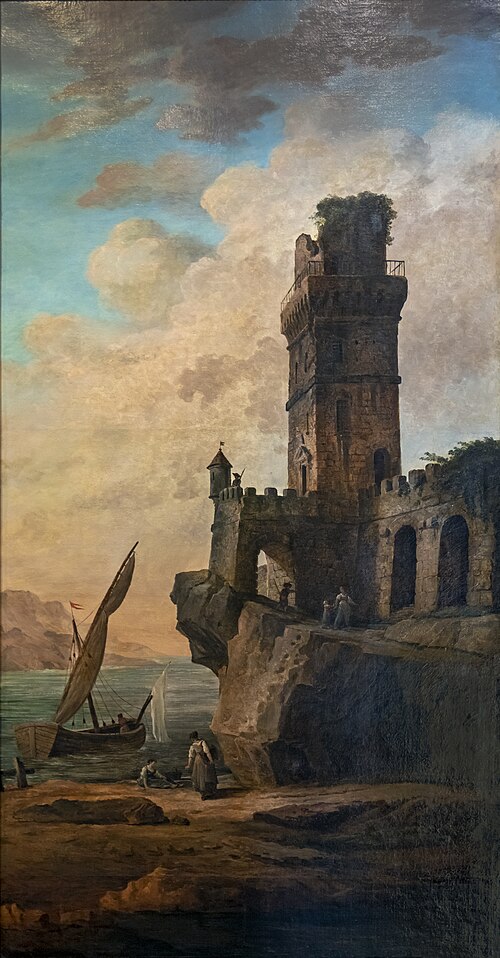 Château en ruines sur un rivage, , Hubert Robert
