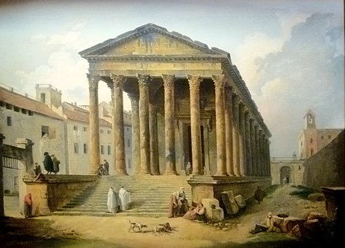 Temple of Augustus in Nîmes, 1763, Hubert Robert