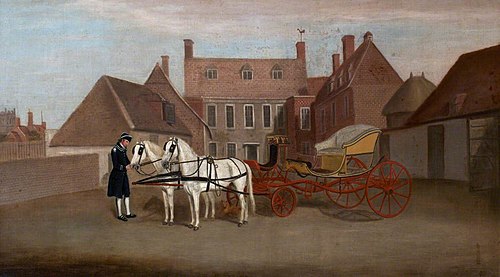 A Groom, two Greys and a Curricle in a Courtyard, 1790, Francis Sartorius