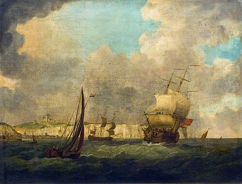 Shipping off Dover, with a Town and a Castle in the Distance, , Francis Swaine