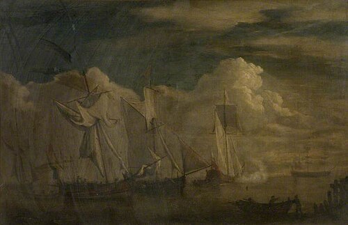 Shipping Piece with a Ship Firing Gun, , Francis Swaine