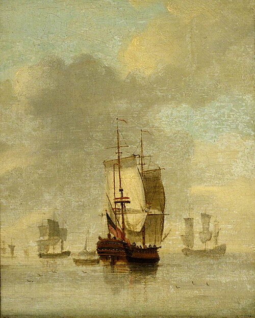 An Indiaman becalmed, , Francis Swaine