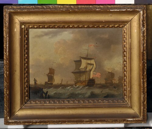 An English commodore off a jetty, , Francis Swaine