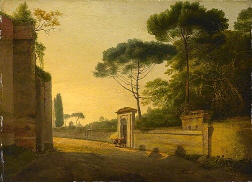 Roadside Scene in Rome (The Ancient Wall between Porta Salaria and Porta Pinciana, Rome), 1800, Francis Towne
