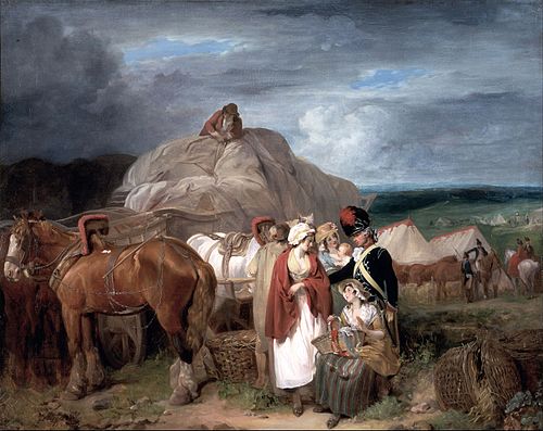 Soldier with Country Women Selling Ribbons, near a Military Camp, 1788, Francis Wheatley