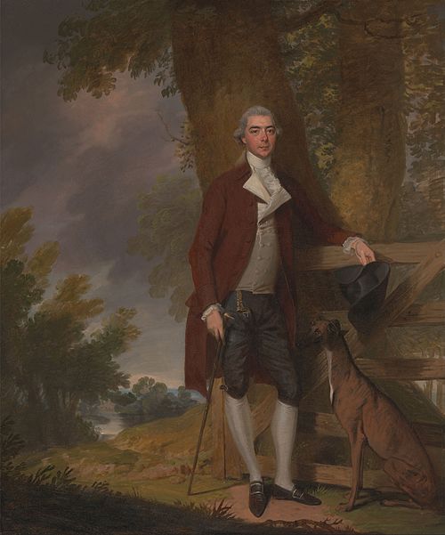 A Gentleman and his Dog in a Landscape, 1780, Francis Wheatley