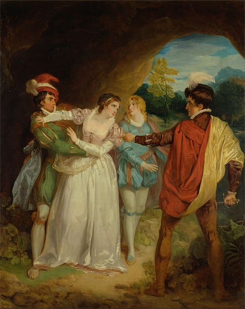 Valentine rescuing Silvia from Proteus, from Shakespeare's "The Two Gentlemen of Verona," Act V, Sce, 1792, Francis Wheatley